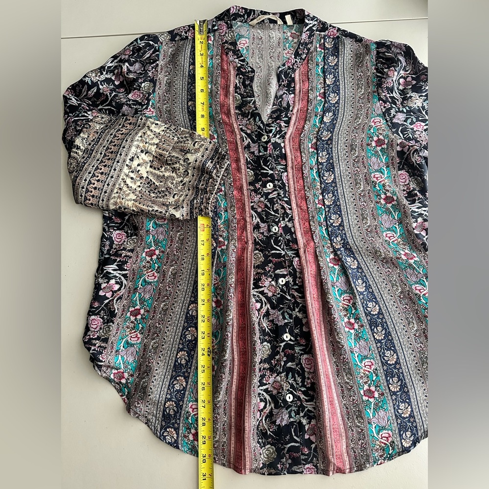 SOFT SURROUNDINGS Milarepa 100% Silk Blouse Women’s Size Large - Picture 9 of 10